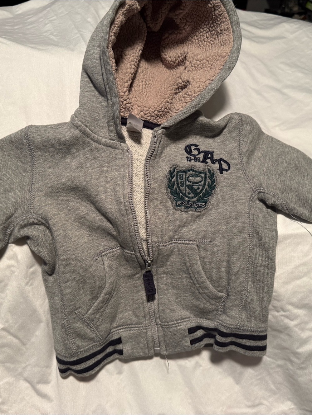 GAP Kids Grey Hoodie with Cream Sherpa Lining